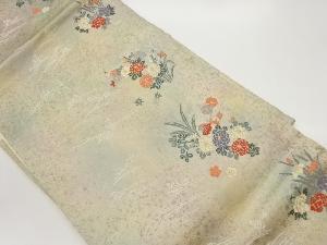 引箔鴛鴦に草花模様織出し名古屋帯